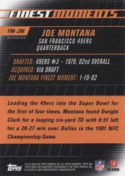 2008 Finest - Moments Refractors #FM-JM Joe Montana Back