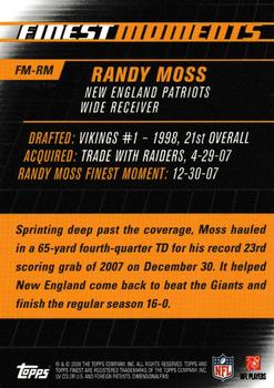 2008 Finest - Moments Refractors #FM-RM Randy Moss Back