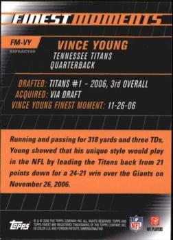 2008 Finest - Moments Refractors #FM-VY Vince Young Back