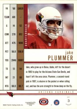 2001 Pacific Dynagon #3 Jake Plummer Back