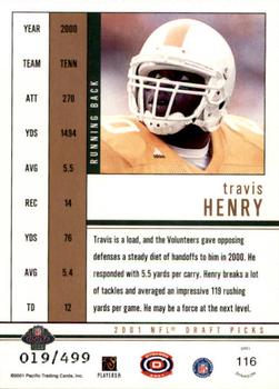 2001 Pacific Dynagon #116 Travis Henry Back