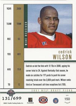 2001 Pacific Dynagon #150 Cedrick Wilson Back