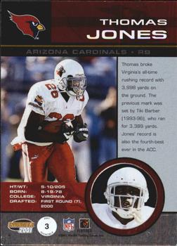 2001 Pacific Invincible #3 Thomas Jones Back