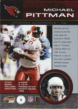 2001 Pacific Invincible #5 Michael Pittman Back