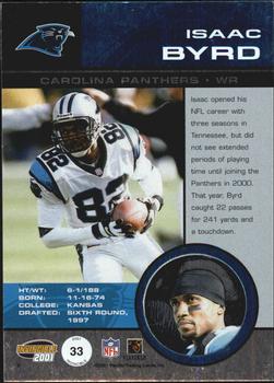 2001 Pacific Invincible #33 Isaac Byrd Back