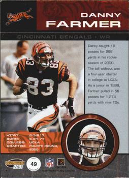 2001 Pacific Invincible #49 Danny Farmer Back