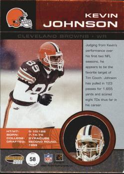 2001 Pacific Invincible #58 Kevin Johnson Back