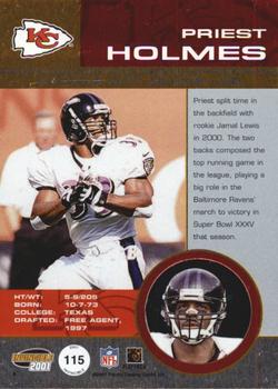 2001 Pacific Invincible #115 Priest Holmes Back