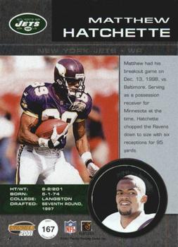 2001 Pacific Invincible #167 Matthew Hatchette Back