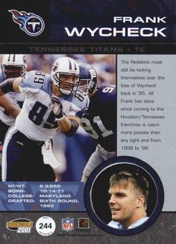 2001 Pacific Invincible #244 Frank Wycheck Back