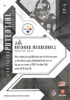 2008 Leaf Certified Materials - Certified Potential #CP-4 Rashard Mendenhall Back