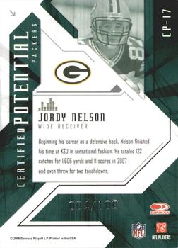 2008 Leaf Certified Materials - Certified Potential Blue #CP-17 Jordy Nelson Back