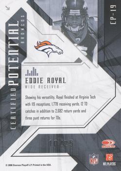 2008 Leaf Certified Materials - Certified Potential Gold #CP-19 Eddie Royal Back