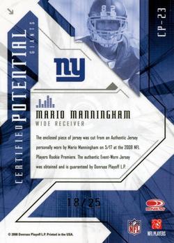 2008 Leaf Certified Materials - Certified Potential Materials Prime #CP-23 Mario Manningham Back