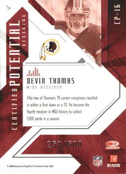 2008 Leaf Certified Materials - Certified Potential Mirror #CP-16 Devin Thomas Back