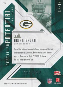 2008 Leaf Certified Materials - Certified Potential Red #CP-13 Brian Brohm Back