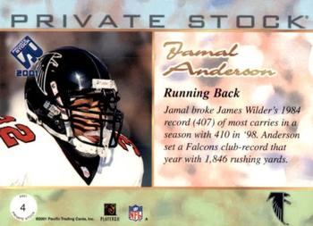 2001 Pacific Private Stock #4 Jamal Anderson Back