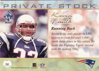 2001 Pacific Private Stock #56 Kevin Faulk Back