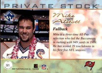 2001 Pacific Private Stock #91 Mike Alstott Back