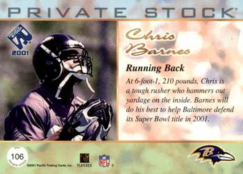 2001 Pacific Private Stock #106 Chris Barnes Back