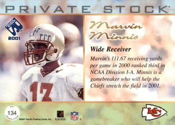 2001 Pacific Private Stock #134 Marvin Minnis Back