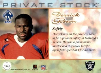 2001 Pacific Private Stock #149 Derrick Gibson Back