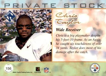 2001 Pacific Private Stock #156 Chris Taylor Back