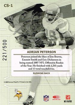 2008 Leaf Certified Materials - Certified Skills Mirror #CS-1 Adrian Peterson Back