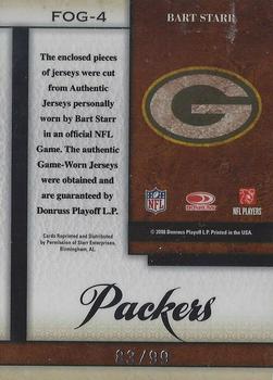 2008 Leaf Certified Materials - Fabric of the Game #FOG-4 Bart Starr Back