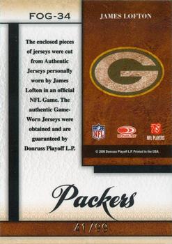 2008 Leaf Certified Materials - Fabric of the Game #FOG-34 James Lofton Back