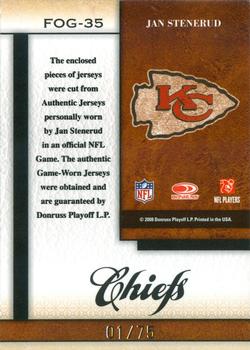 2008 Leaf Certified Materials - Fabric of the Game #FOG-35 Jan Stenerud Back