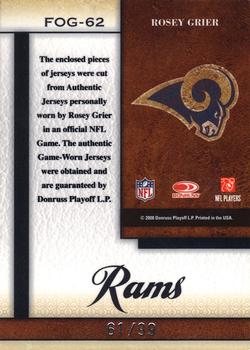 2008 Leaf Certified Materials - Fabric of the Game #FOG-62 Rosey Grier Back