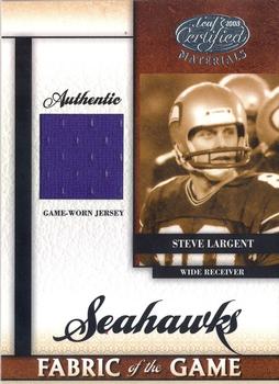 2008 Leaf Certified Materials - Fabric of the Game #FOG-64 Steve Largent Front