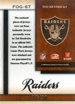 2008 Leaf Certified Materials - Fabric of the Game #FOG-67 Ted Hendricks Back