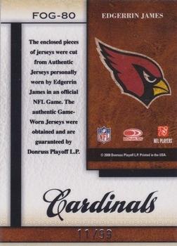 2008 Leaf Certified Materials - Fabric of the Game #FOG-80 Edgerrin James Back