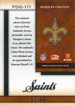 2008 Leaf Certified Materials - Fabric of the Game #FOG-111 Marques Colston Back