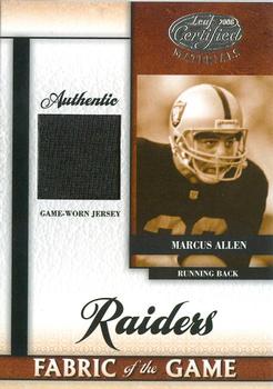 2008 Leaf Certified Materials - Fabric of the Game #FOG-50 Marcus Allen Front