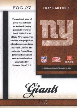 2008 Leaf Certified Materials - Fabric of the Game Autographs Team Logo Prime #27 Frank Gifford Back