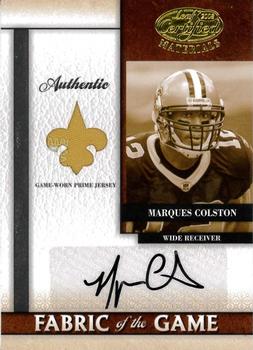 2008 Leaf Certified Materials - Fabric of the Game Autographs Team Logo Prime #111 Marques Colston Front