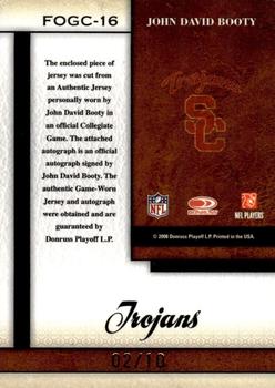 2008 Leaf Certified Materials - Fabric of the Game College Autographs #FOGC-16 John David Booty Back