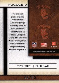 2008 Leaf Certified Materials - Fabric of the Game College Combos #FOGCCB-9 Steve Smith / Fred Davis Back