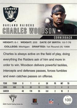 2001 Pacific Private Stock Titanium #100 Charles Woodson Back