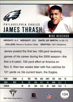 2001 Pacific Private Stock Titanium #104 James Thrash Back