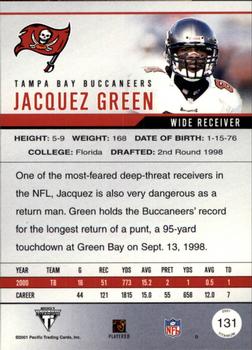 2001 Pacific Private Stock Titanium #131 Jacquez Green Back