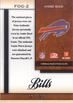 2008 Leaf Certified Materials - Fabric of the Game Jersey Number #FOG-2 Andre Reed Back