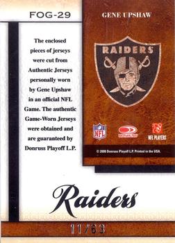 2008 Leaf Certified Materials - Fabric of the Game Jersey Number #FOG-29 Gene Upshaw Back