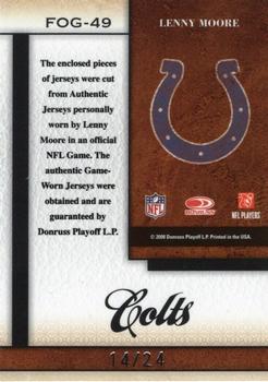 2008 Leaf Certified Materials - Fabric of the Game Jersey Number #FOG-49 Lenny Moore Back