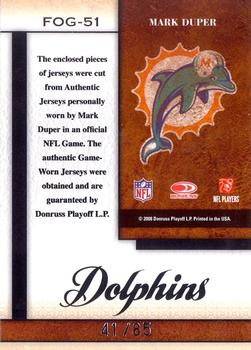 2008 Leaf Certified Materials - Fabric of the Game Jersey Number #FOG-51 Mark Duper Back