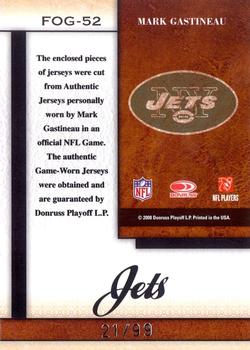 2008 Leaf Certified Materials - Fabric of the Game Jersey Number #FOG-52 Mark Gastineau Back
