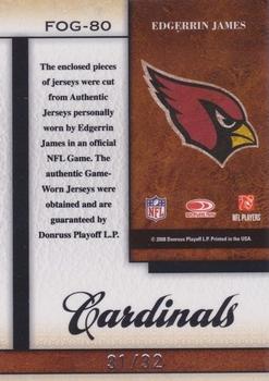 2008 Leaf Certified Materials - Fabric of the Game Jersey Number #FOG-80 Edgerrin James Back